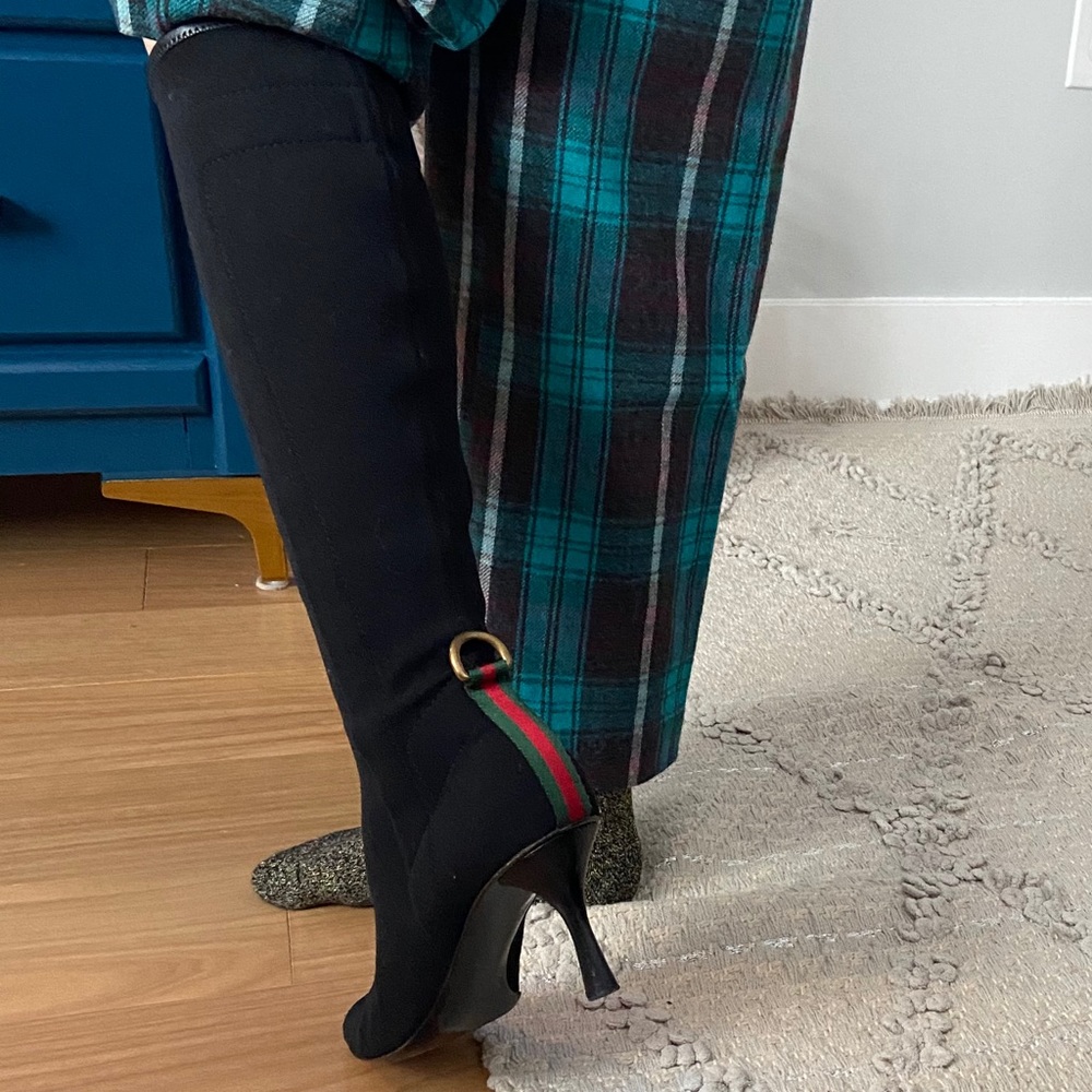 Gucci Web D Ring Black Tall Boots - Stretch - Picture 6 of 16